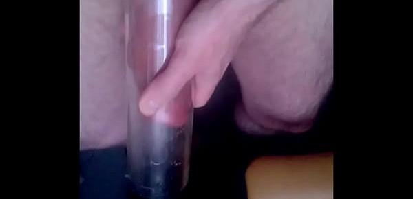  pulling out my fat cock from pumping tube